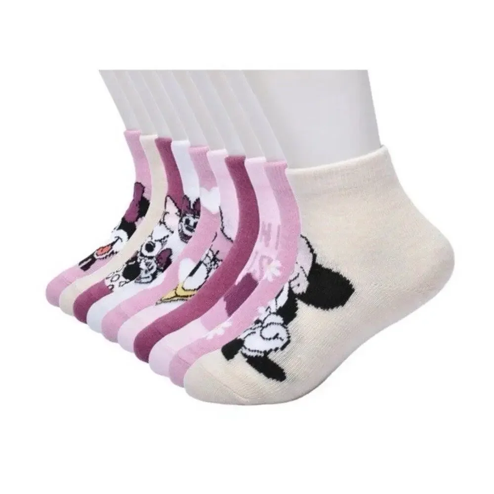 Disney Jr Minnie Ankle Socks 10 Pack 4T-5T New W/Tags Vibrant Colors & Pictures